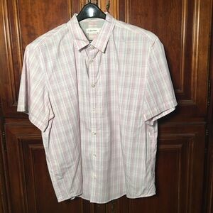 Calvin Klein Pink Plaid short sleeve cotton men’s shirt. XXL